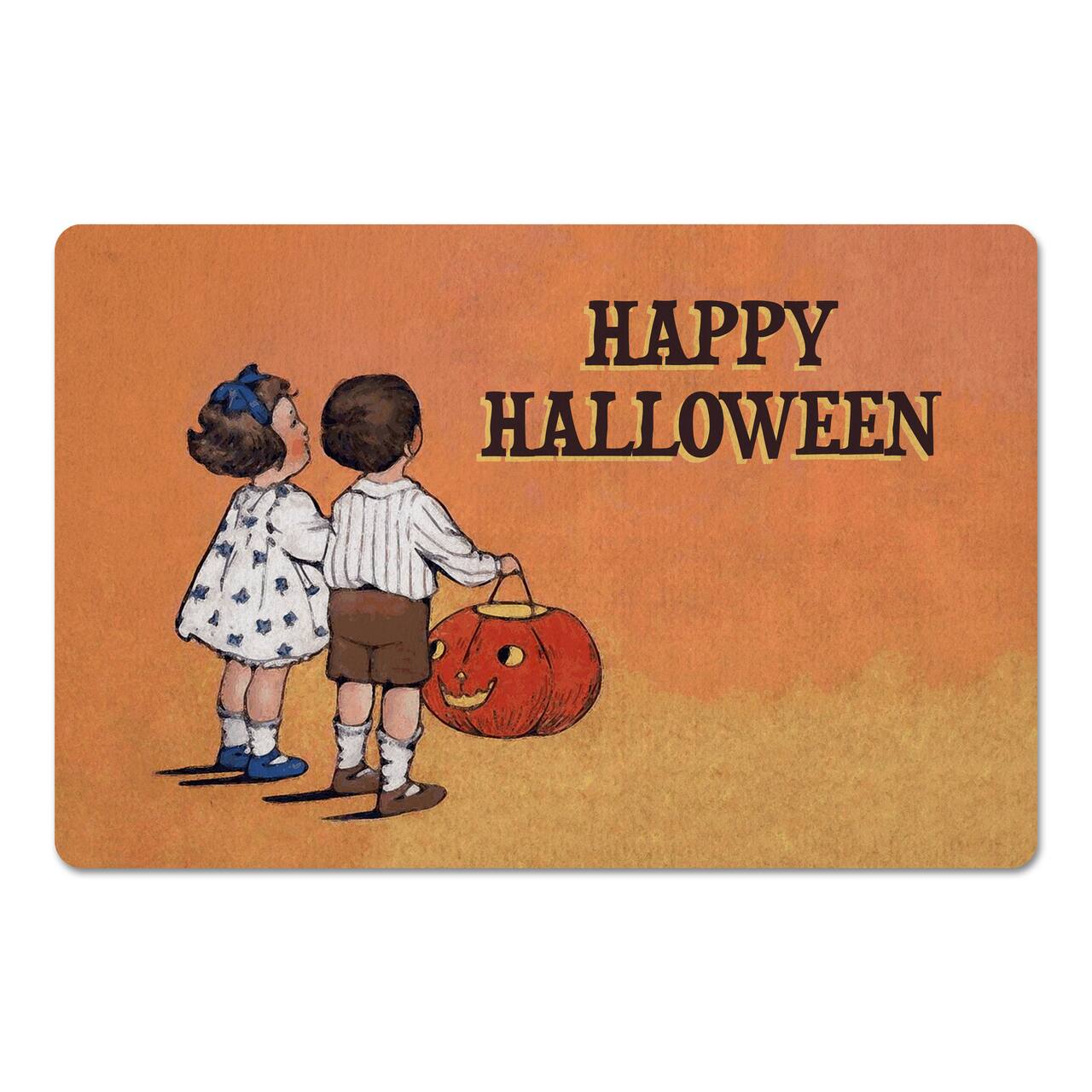 Vintage Halloween Trick or Treating Kids Floor Mat